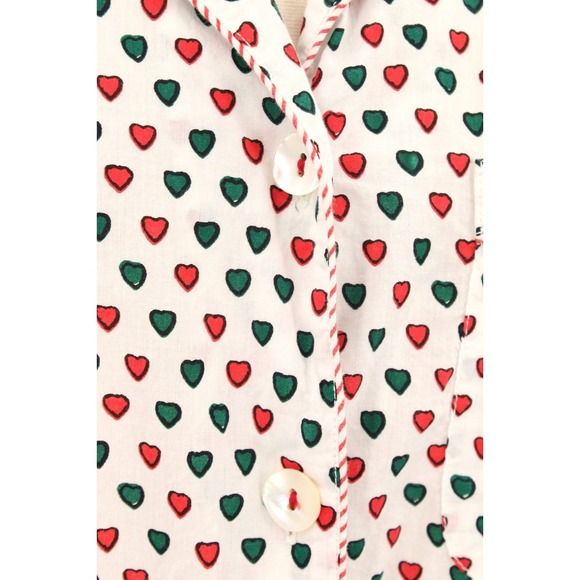 Roller Rabbit holiday hearts night shirt Small red green white cotton whimsical - Picture 8 of 14